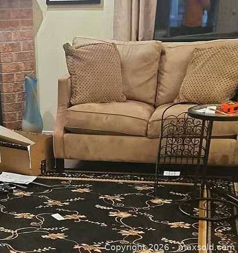 Tan Microfiber 3-Seater Sofa Couch and 2-seater Love Seat, Transitional/Contemporary (1 of 6)