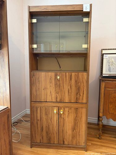 Mid-Century Wood Veneer Tall Cabinet (1 of 15)