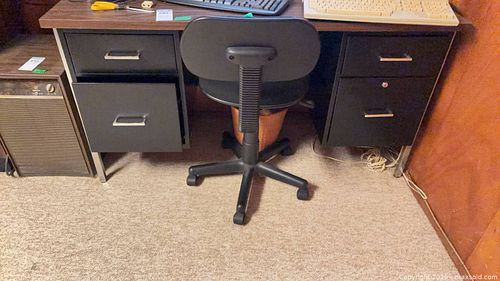 Black/Brown Metal & Laminate Desk with Chair C (1 of 12)