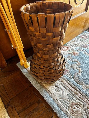 Brown Wicker Vase/Umbrella Stand, Medium, Rustic (1 of 1)