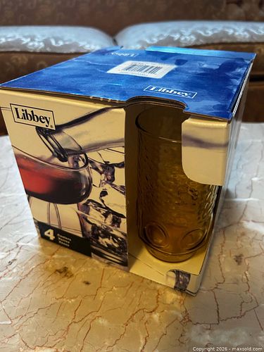 Libbey Green Hammered Glass Tumblers, Set of 3 (1 of 2)