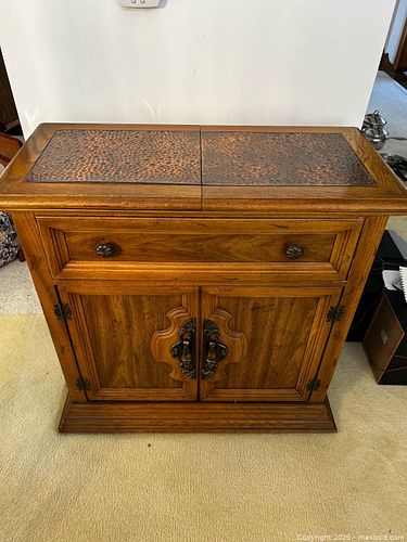 Mid-Century Dark Brown Bar w Cabinet with Drop Leaves (1 of 3)