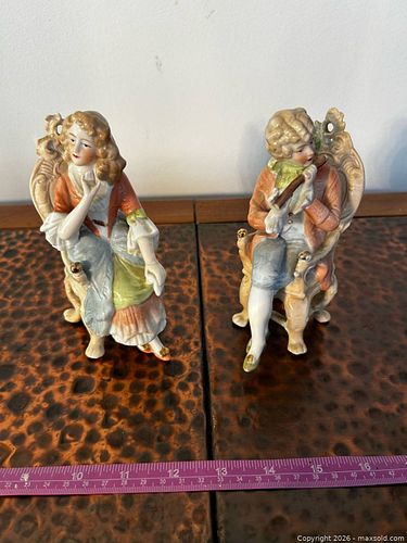 Rococo-Style Hand-Painted Porcelain Figurine, 4–6 in (1 of 4)