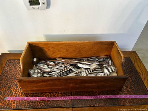 Stainless Steel Flatware Set with Wood Box — Forks, Knives, Spoons (1 of 3)