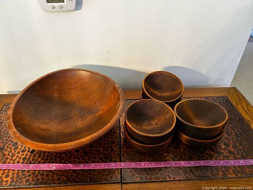 Wood Salad Serving Bowl Set, 7 Pieces, Medium Brown (1 of 6)