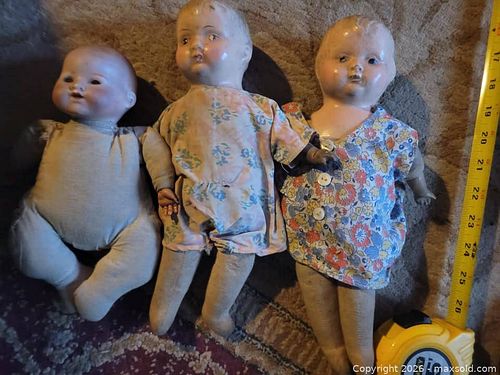 3 Antique Composition & Porcelain Dolls (1 of 6)