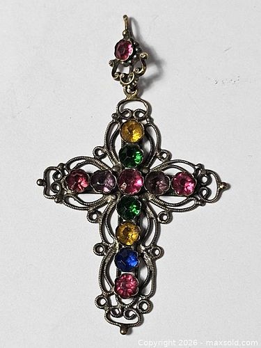 Vintage Jeweled Cross Pendant  (1 of 17)