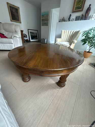 Vintage Round Solid Wood Coffee Table. Removable Table Legs (1 of 10)