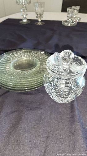 Vintage Crystal Plates And Jam Pot (1 of 3)