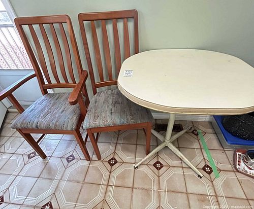 Metal Table & Two Wooden Dining Chairs (1 of 21)