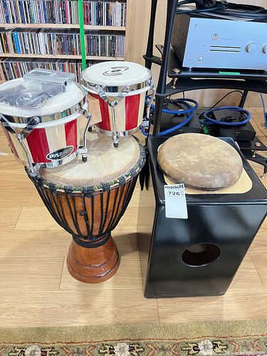 Djembe, Bongos & Cajon Drum Set with Tuner and Picks (1 of 19)