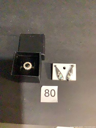 Opal & CZ Ring and Earrings Set, Size 7, Gold/Silver Tone (1 of 6)