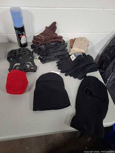 Winter Accessories Lot: Beanies, Gloves, Balaclava, Cleats, Towel (1 of 9)