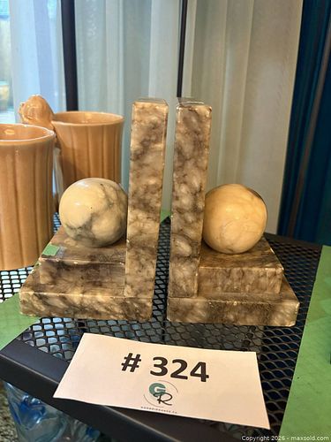 Vintage Natural Stone Art Deco Style Bookends (1 of 15)