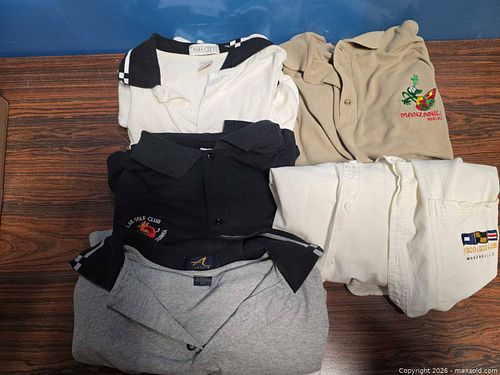 5 Men's Mixed-Size Cotton Blend Polo Shirts with Embroidered Logos (1 of 3)