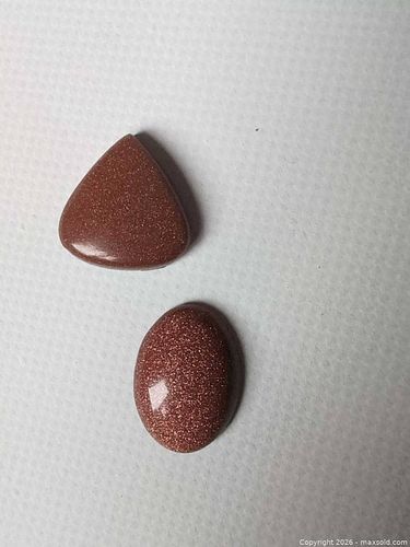 Goldstone Cabochon Oval & Rounded Triangle Small Set of 2 (1 of 3)