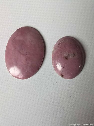 Large Pink Rhodonite Oval Cabochons, Pair ~35 x 25 mm (1 of 3)
