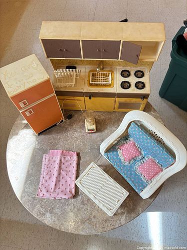 Vintage Mid-Century Toy Play Kitchen & Doll Furniture Set (1 of 7)