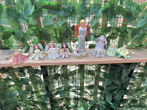 Mixed-Maker Angel & Floral Ceramic/Resin Collectible Figurine Set (1 of 5)