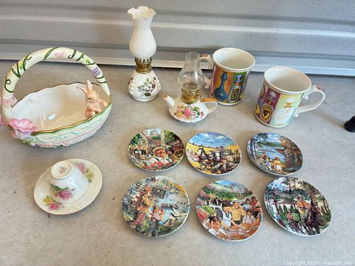 Mixed Porcelain Collectible Lot: Plates, Mugs, Cups & Mini Lamps (1 of 8)