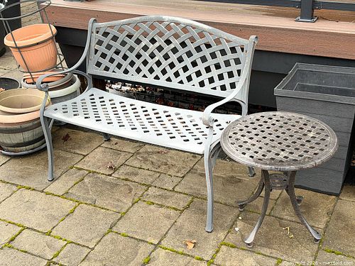 Metal Garden Bench + Table (1 of 8)