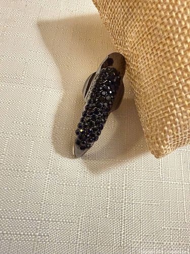 SUPER UNIQUE RARE SIZE4-5 LONG WITCH RING WITH BLACK CRYSTALS  (1 of 4)