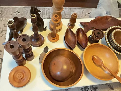 Assorted Wooden Bowls, Utensils, Candlesticks & Figurines (30+ pcs) (1 of 10)