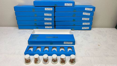 collectible ceramic thimbles featuring bear designs, produced in Japan. (1 of 8)