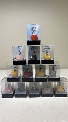 collectible mini gemstone angel figurines featuring polished natural stones in small (1 of 11)