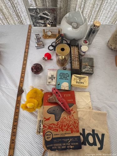 Vintage Collectibles Lot: Ocarina, Gretsch Book, Small Clock (1 of 10)