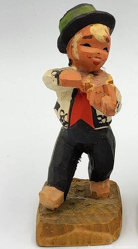 1960s Handcrafted HENNING Norway VIOLIN MUSICIAN Wood Carving (1 of 6)