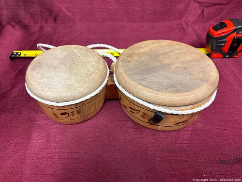 Medium Natural Wood Bongo Drums (1 of 3)