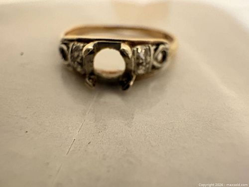 10K Yellow & White Gold Art Deco Ring  A (1 of 7)