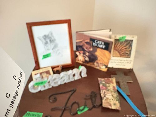 Cat & Religious Home Decor Lot — Framed Art, Plaques, Book A (1 of 11)