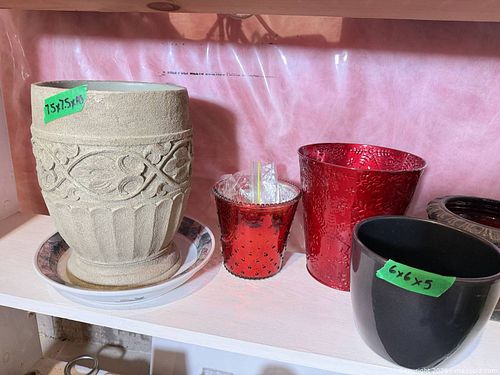 Mixed Decorative Vases, Pots & Wicker Basket Lot B (1 of 8)