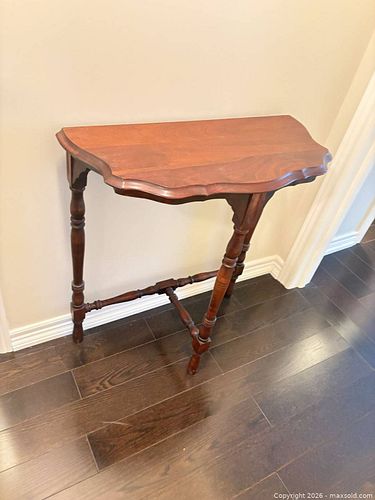 Solid Wood Demilune Accent Table, Dark Cherry Finish C (1 of 8)