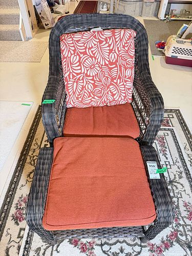 Wicker Resin Outdoor Armchair with Seat & Back Cushions (1 of 15)