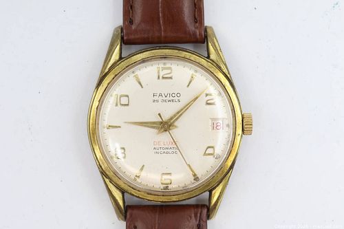 Favico Automatic Gold-Tone Wristwatch 25 Jewels, working (1 of 4)
