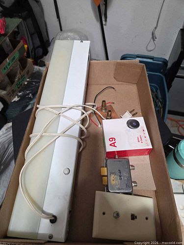 Assorted Home Electronics: A9 Boxed IP Camera, Light Fixture, Coax Splitter (1 of 4)