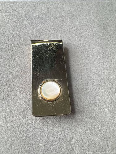 Gold-Tone Metal Money Clip with Mother of Pearl Inlay, 55 mm (1 of 4)