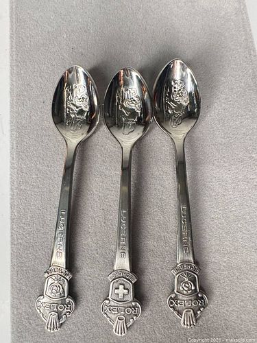 Rolex (Bucherer) Silver-Plated Lucerne Souvenir Spoons, Set of 3 (1 of 6)