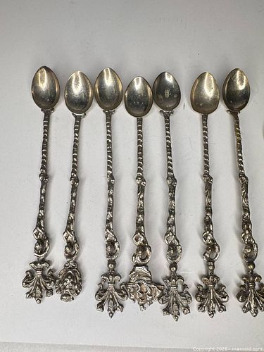 Vintage Silver-Plate Baroque Floral Demitasse Spoons, Lot of 7+ (1 of 8)