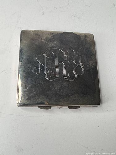 Vintage Silver-Plated Compact Mirror with Monogram (1 of 5)