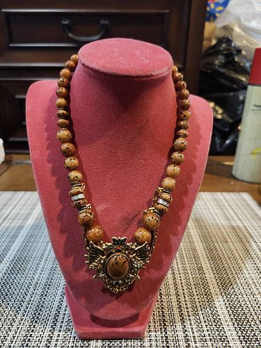 Eagles Beaded Jasper/Resin Necklace, Gold Tone, 16–18 in (1 of 4)