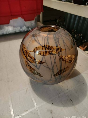 Glass Decorative Vase with Amber and Smoked Gray (1 of 3)