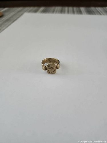 Gold-Tone Heart Signet Ring (Adjustable) (1 of 4)