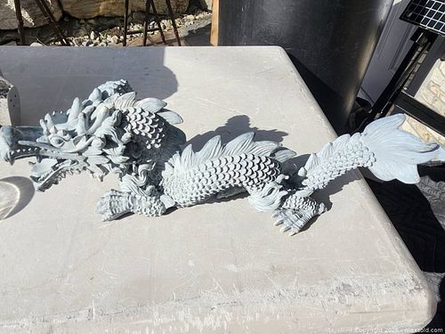 Large Light Blue/Aqua Patina Asian Dragon Decorative Statue (1 of 5)