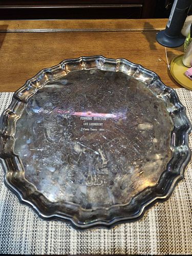 Primrose Silver-Plated Serving Tray with Pierced Ring Stand (1 of 4)