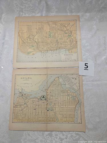 Antique Lot of 2 Canadian Maps Ottawa and Toronto (1 of 10)