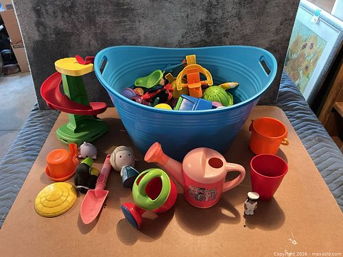 Assorted Kids Toys: Plastic Figures, Cups, Watering Can (1 of 5)